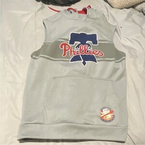 Gray Phillies Sleeveless Hoodie
